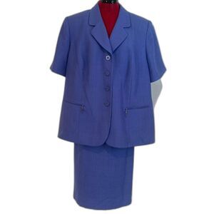 Le Suit Skirt Suit Women's Plus Size 20W Blue 2-Piece Set Blazer & Skirt